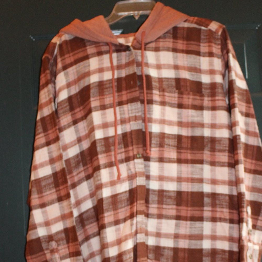 American Eagle Flannel Hooded Shirt Jacket